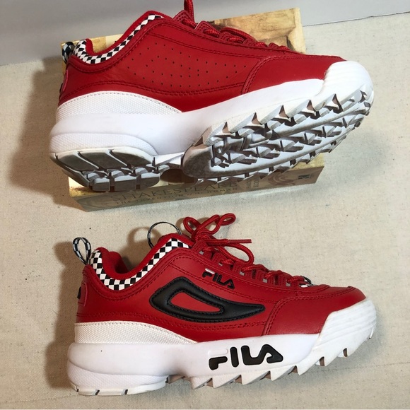 Fila Red Sneakers Shoes Size 5.5 - Picture 4 of 8